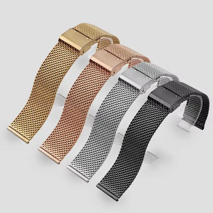 Bracelet de montre milanais universel en acier inoxydable pour homme et femme avec fermeture en acier inoxydable pour montres de luxe et marques populaires différentes couleurs et tailles