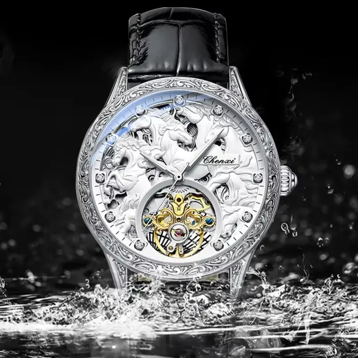 CHENXI 6029 montre hommes Design de mode cheval montres bracelet en cuir automatique