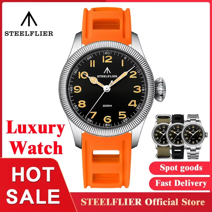 Montre STEELFLIER SF741 à Quartz avec Bracelet en Acier Inoxydable pour Hommes Occasions Sportives et Plongées