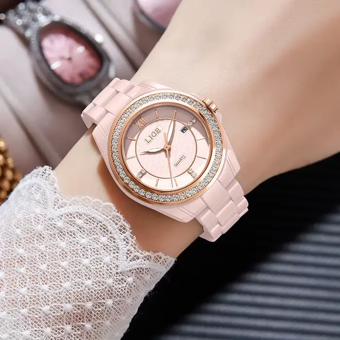 LIGE nouvelle Montre rose femmes montres haut de gamme de luxe