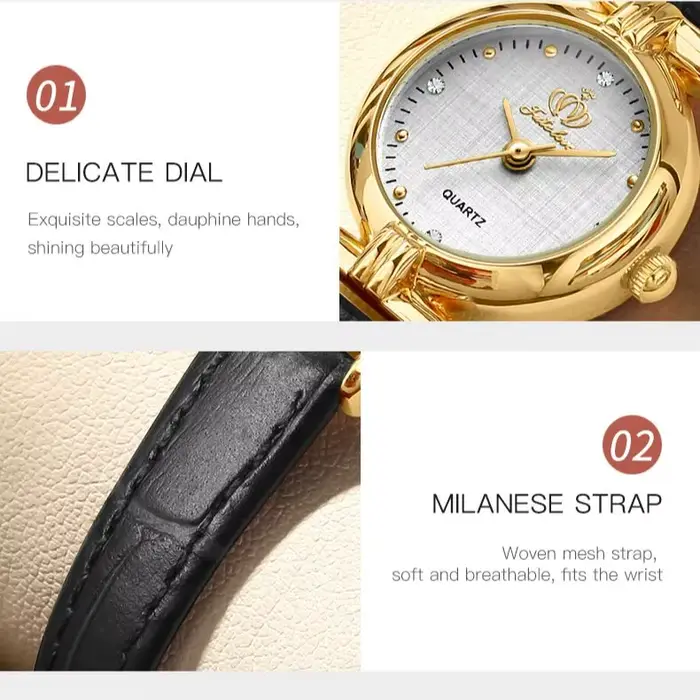 OPK montre à Quartz pour femmes rétro élégant doré bracelet en acier inoxydable