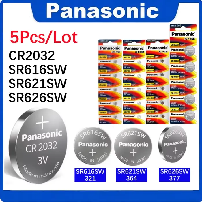 5 piles Panasonic originales SR616SW 321 SR621SW 364 SR626SW 377 pour montre