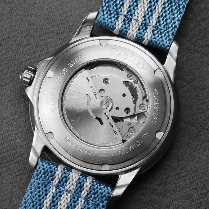 CADISEN Deep Explorer 2026 vert automatique montre mécanique homme toile bracelet montre-bracelet 8215 luxe lumineux étanche montres