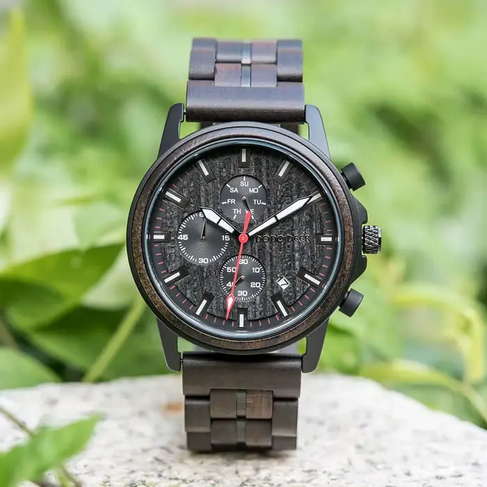 DODO DEER montres pour hommes chronomètre à Quartz mâle chronographe en bois montre-bracelet affichage de la Date montres meilleure vente OEM