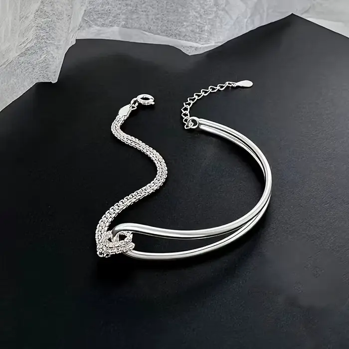 Bracelet Double couche en argent Sterling 925 pour femmes et filles