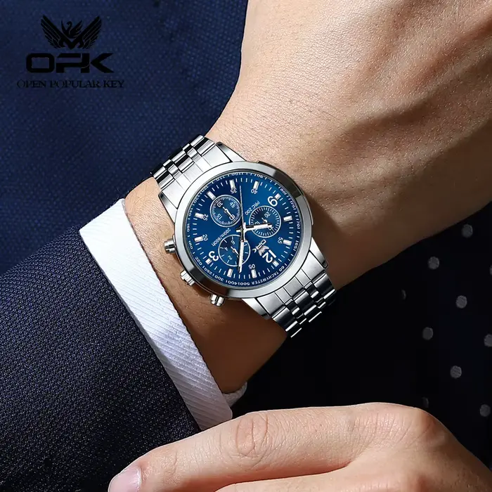 Montre OPK 6015 Design Classique Bracelet Acier Luxe Haut de Gamme Numérique Lumineuse Occasions Spéciales Homme Femme