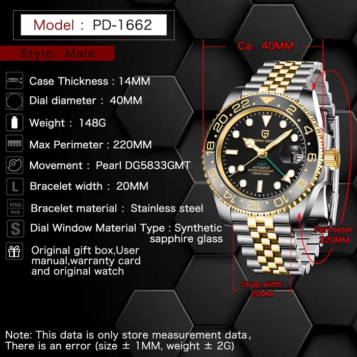 Nouvelle montre GMT PAGANI DESIGN 40 mm pour homme