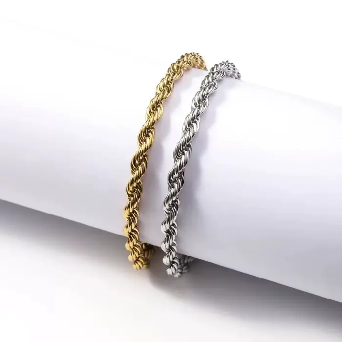 Bracelet chaîne en acier inoxydable de 4MM pour hommes et femmes