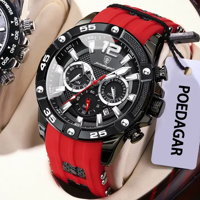 POEDAGAR Original mode hommes montres étanche lumineux chronographe Date sport homme montre-bracelet de haute qualité