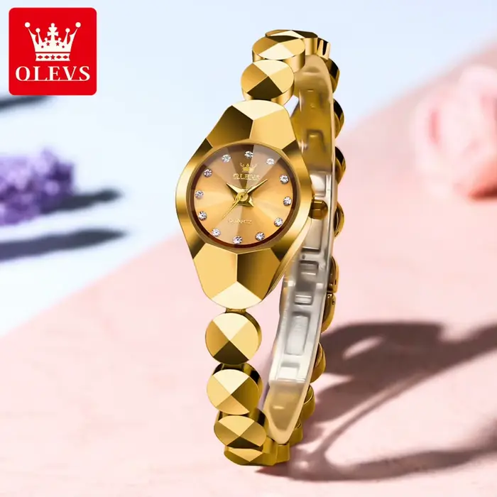 OLEVS 7007 montre pour femmes Original miroir rhombique étanche Quartz dames montre-bracelet bracelet en acier tungstène