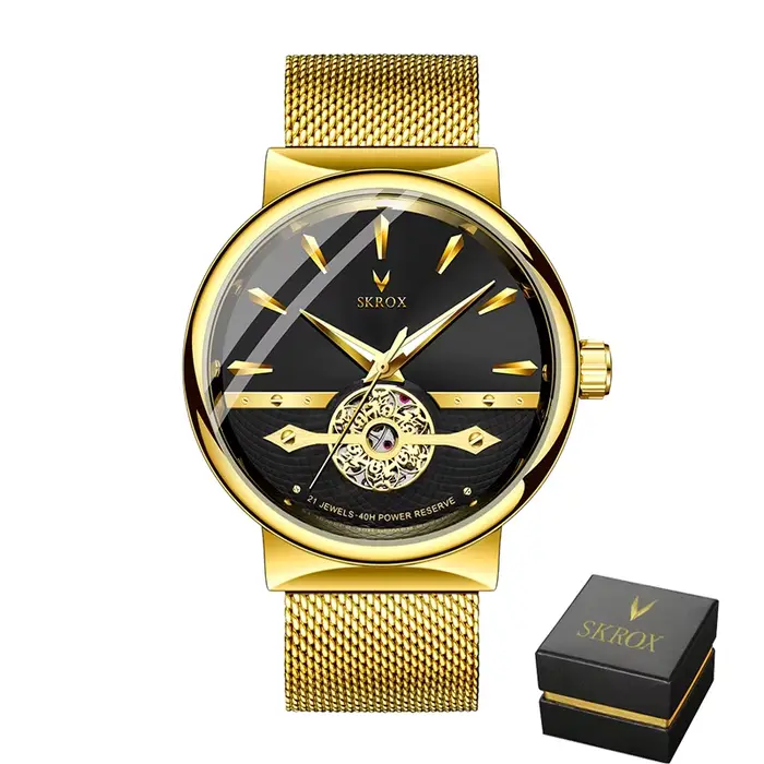Montre homme mécanique automatique de luxe élégante SKROX originale 2026, mouvement fin, étanche