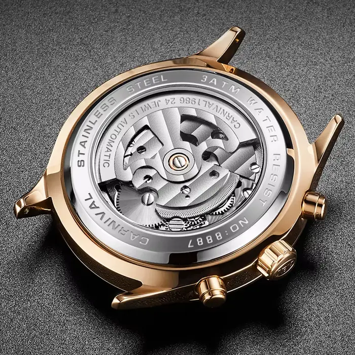 Montre tourbillon I&W avec cadran gris automatique pour homme résistante à l'eau et élégante pour toutes les occasions