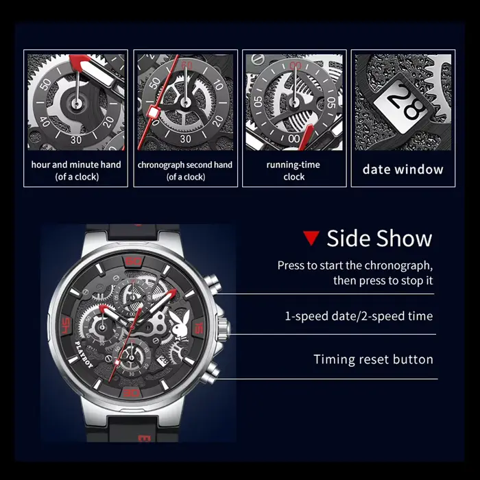 PLAYBOY 3063 Montres à quartz originales pour hommes