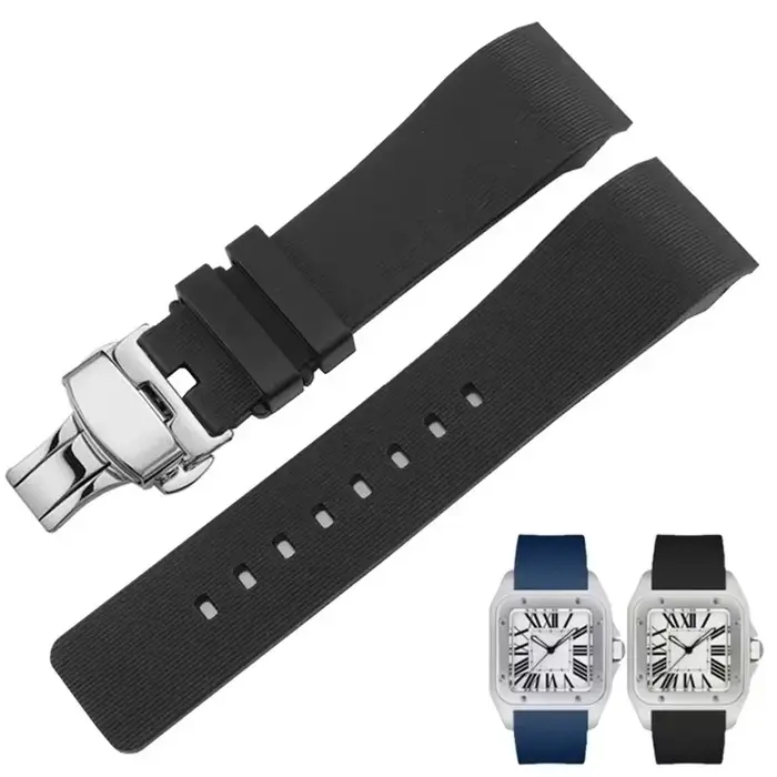 Bracelet de montre en caoutchouc de silicone pour homme et femme