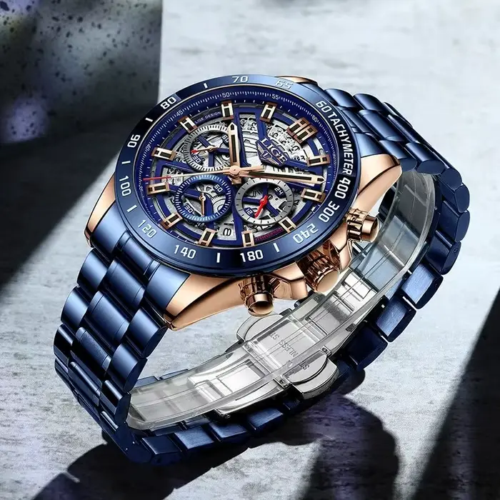 LIGE-Montre-bracelet à quartz étanche pour homme, chronographe de sport, creux, marque supérieure, luxe, nouveau, 2024