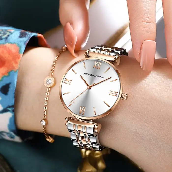2024 nouvelle montre de loisirs pour femmes Top marque Hanna Martin mouvement japonais en acier inoxydable mode échelle