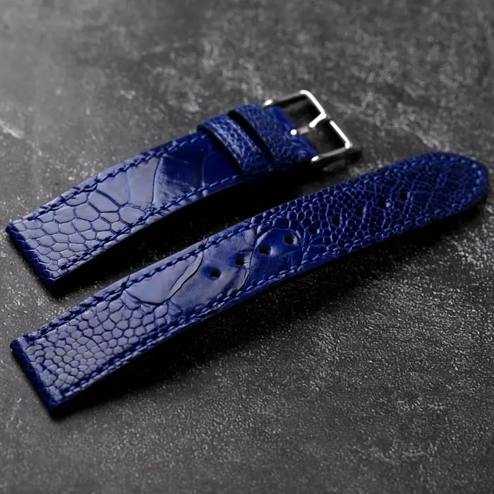 Bracelet en cuir de pied d'autruche fait main style vintage pour homme ou femme occasion spéciale bleu vert noir rouge