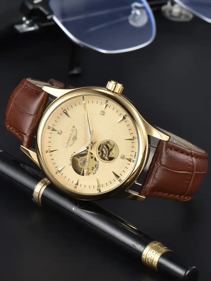 LONGLUX montre automatique style élégant en gros montres mécaniques squelette rome étanche
