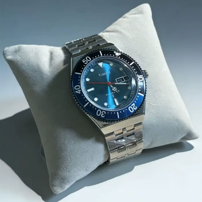 TIMEX – montre mécanique automatique, bande en acier rouge et bleu, montre en métal, résistante aux 