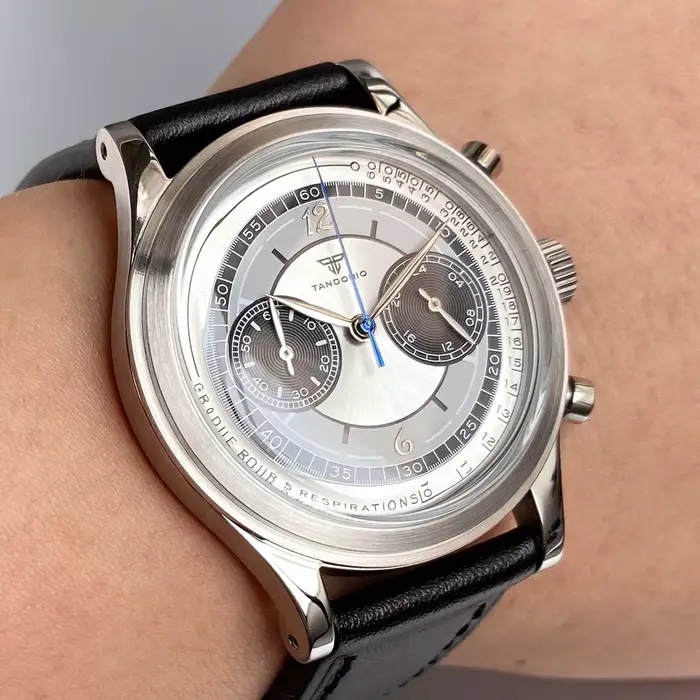 Montre Quartz Tandorio Vendange Chronographe Multifonction Hommes Occasions Spéciales Elégante Cuir Acier Inoxydable