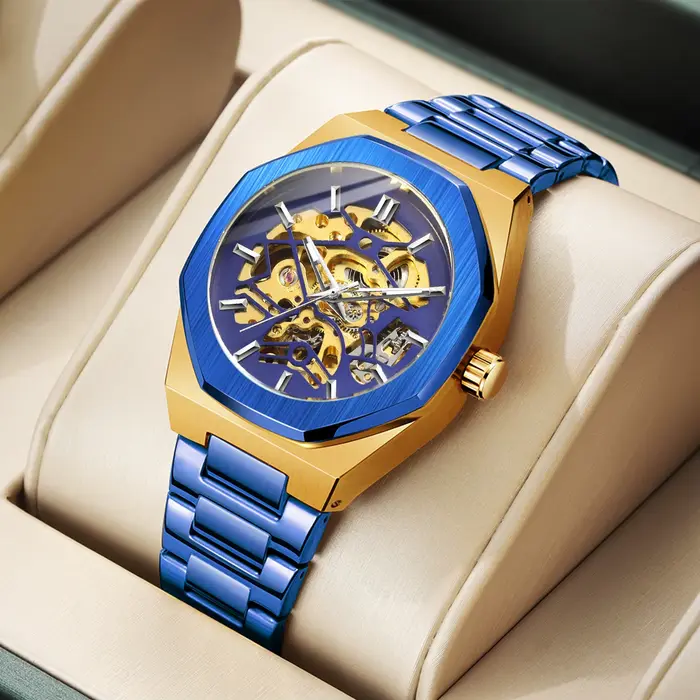 Montre squelette classique Forsining automatique pour hommes avec aiguilles lumineuses et bracelet en acier inoxydable pour occasions spéciales