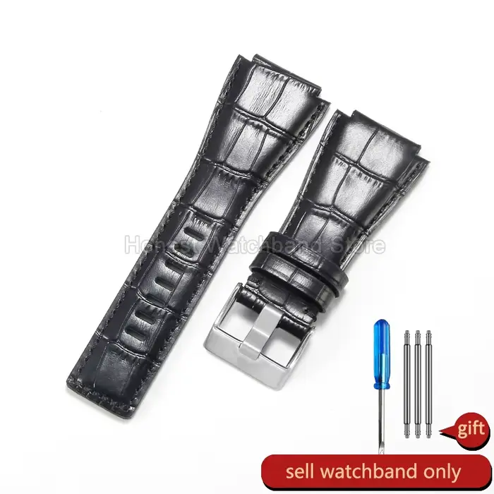Bracelet de montre en cuir de vache véritable, Interface convexe de 24mm, excellente qualité, pour B