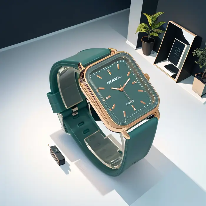 Montres à quartz élégantes et luxueuses pour hommes et femmes avec cadran carré et bracelet en caoutchouc pour diverses occasions