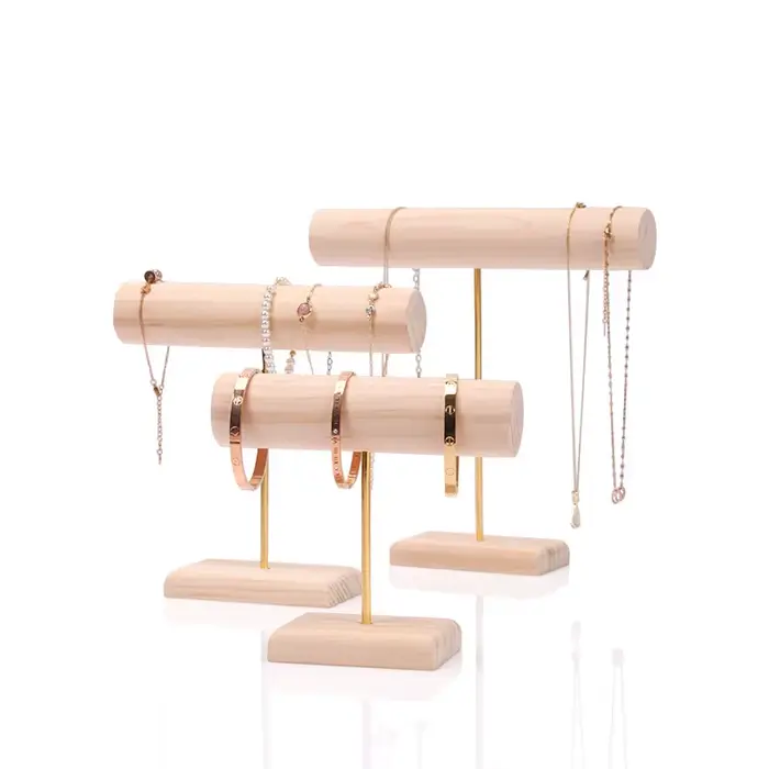 Boîte de rangement de bijoux en bois massif jaune avec tête de bracelet de montre et bande de caoutchouc Wenwan pour collection et préservation de bijoux pour femmes