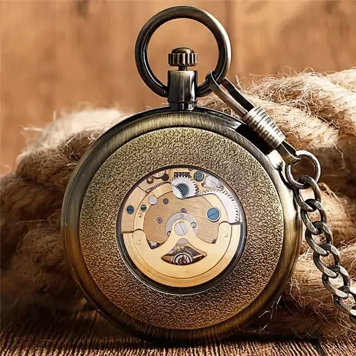 Montre de poche rétro en alliage avec mouvement automatique pour hommes et femmes occasionnels spéciaux