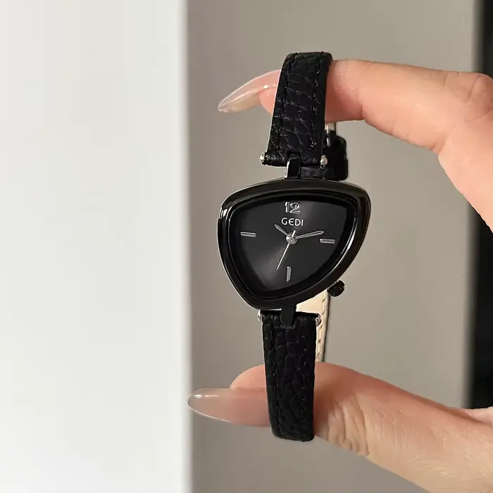 GEDI montre Vintage en cuir léger luxe Simple Unique cadran irrégulier dames montres élégant Quartz étanche montre-bracelet pour femme