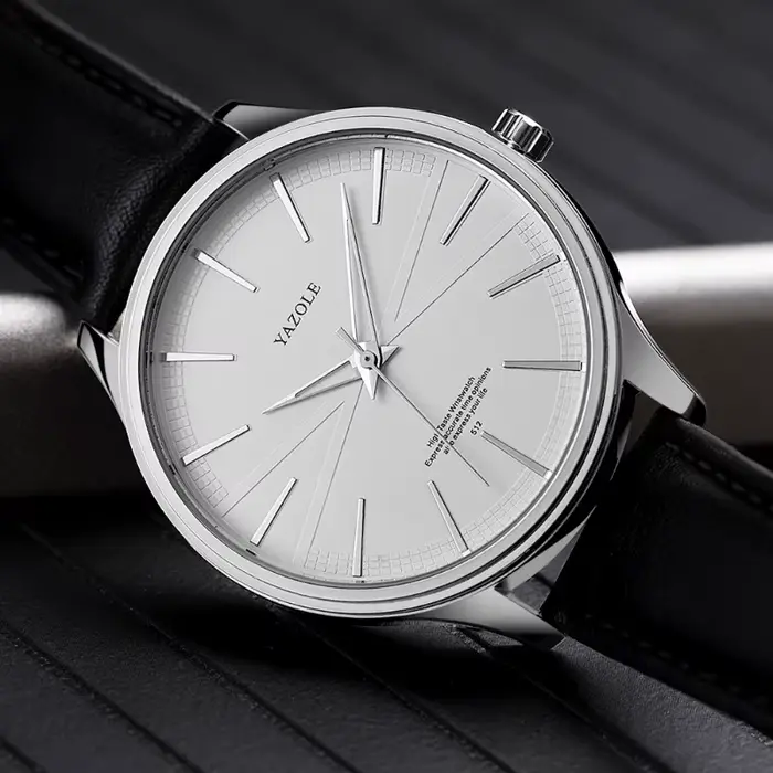 Montre homme YAZOLE à quartz avec bracelet en cuir pour occasions formelles et sociales cadeau homme