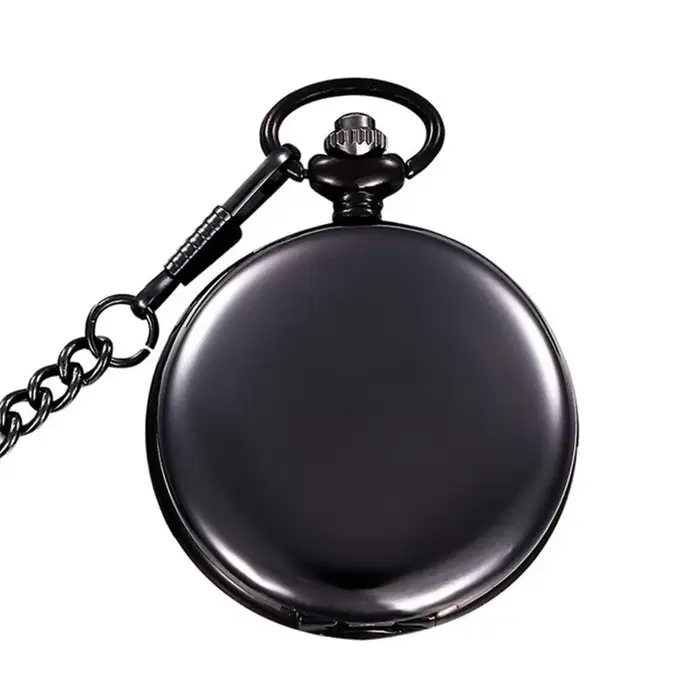 Montre de Poche à Quartz Lisse en Argent pour Homme et Femme, Horloge Collier, Métal, Acier Inoxydab