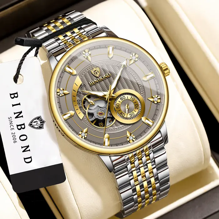 Montres-bracelets mécaniques automatiques BINBOND Tourbillon pour hommes