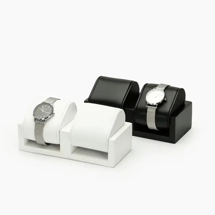 Présentoir de Montre à 1/2 Fentes en Bois Blanc Pour Femme Ou Homme Avec Option de Couleur Rouge Noir Vert Occasions Spéciales Et Décoration Intérieure