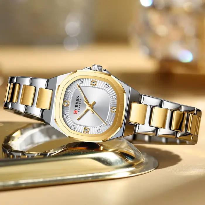 Montre Curren Femme Minimaliste Quartz Acier Inoxydable Argent Blanc Brun Occasions Spéciales Elégante