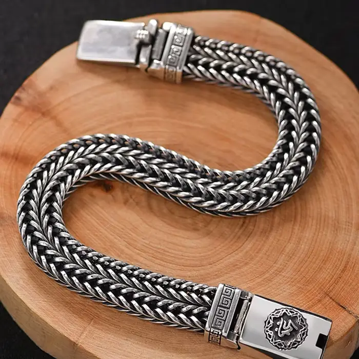 HX – Bracelet en argent tissé à la main pour hommes