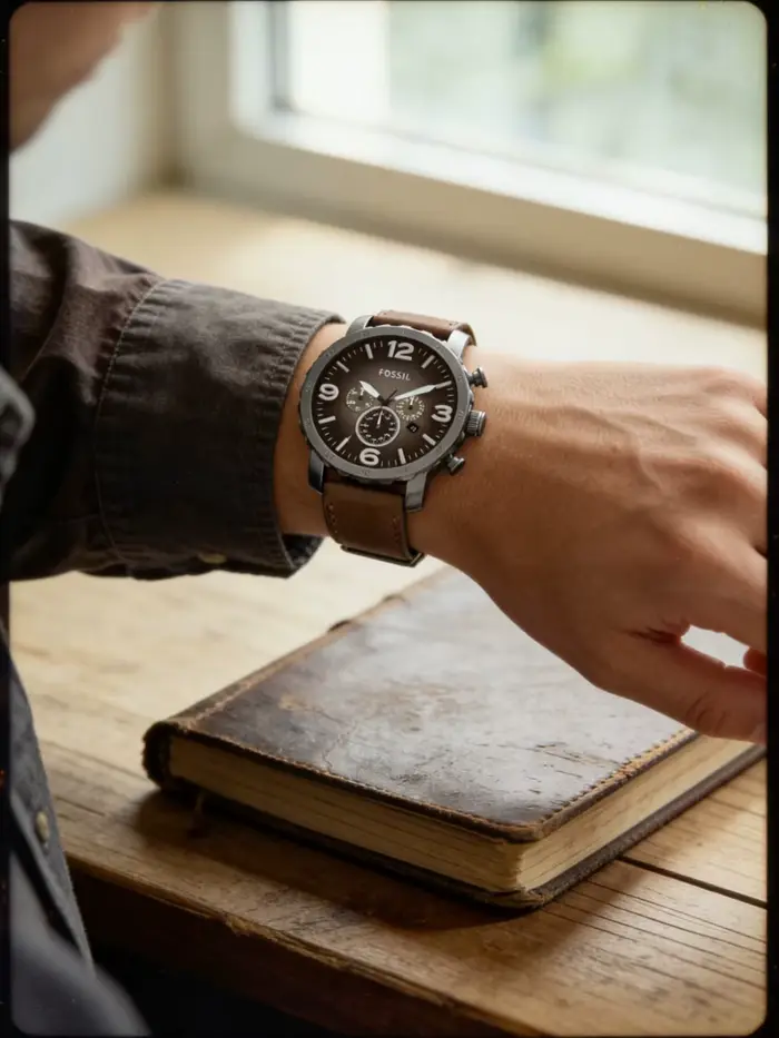 Montre chronographe surdimensionnée en acier inoxydable fumé à quartz pour homme grandes occasions spéciales et aventures