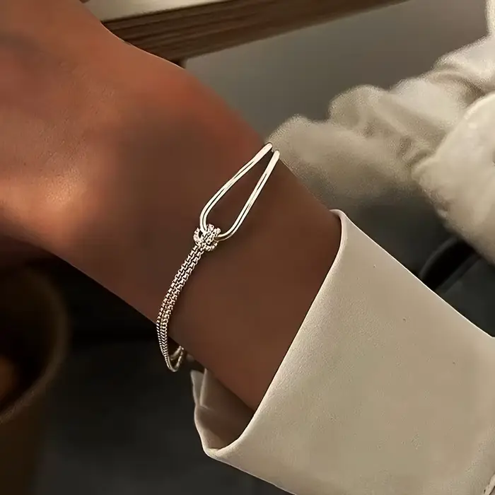 Bracelet Double couche en argent Sterling 925 pour femmes et filles