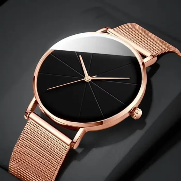 Montre à Quartz à pointeur rond décontracté