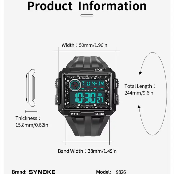Montre numérique d'alpinisme pour hommes