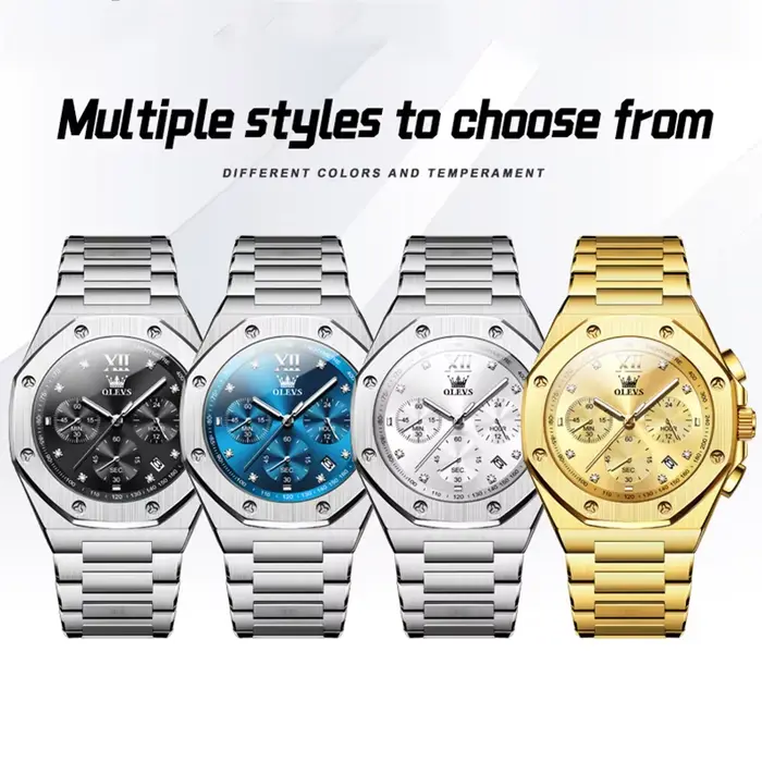 OLEVS 3626 montres pour hommes montre-bracelet originale en acier inoxydable chronographe multifonctionnel étanche lumineux Quartz Reloj
