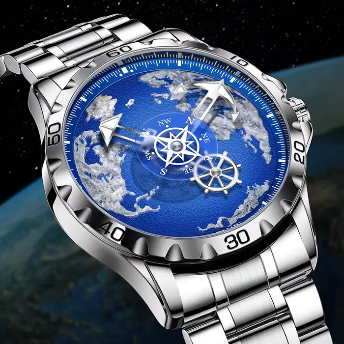 GLENAW Top marque hommes montre de luxe en acier inoxydable horloge lumineuse décontracté Chic étanche
