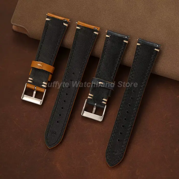 Bracelet de montre vintage en cuir véritable 20mm 22mm pour hommes et femmes accessoire élégant pour occasions spéciales polyvalent robuste et durable