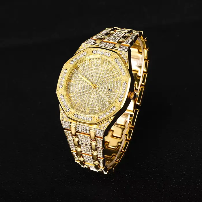 Nouveau luxe cool hommes montre style de rue strass montre à quartz hip-hop unisexe punk couple mont