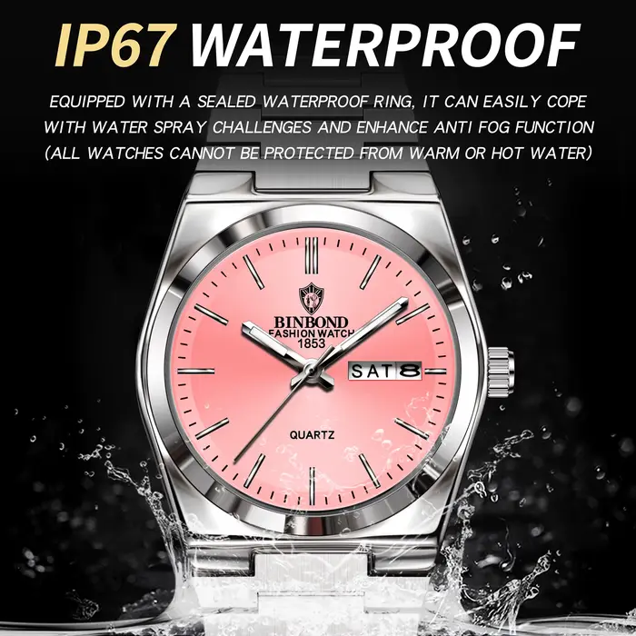 Montres à quartz BINBOND pour femmes, luxe, lumineuses, étanches, affichage automatique de la date et du jour, montre pour femmes, montre pour dames.