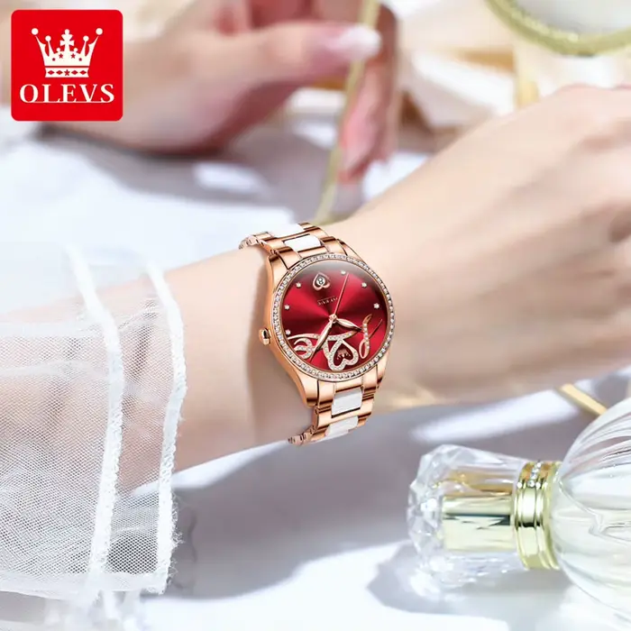 OLEVS 6686 montre mécanique automatique pour femme cadran coeur diamant date