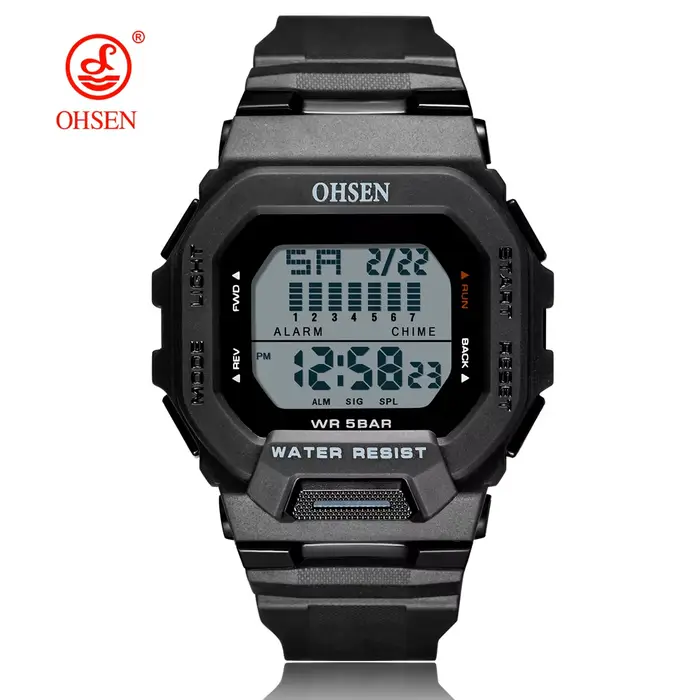 Mode OHSEN Hombre mâle montres numériques 5ATM plongée homme hommes sport vert montres horloges à ma