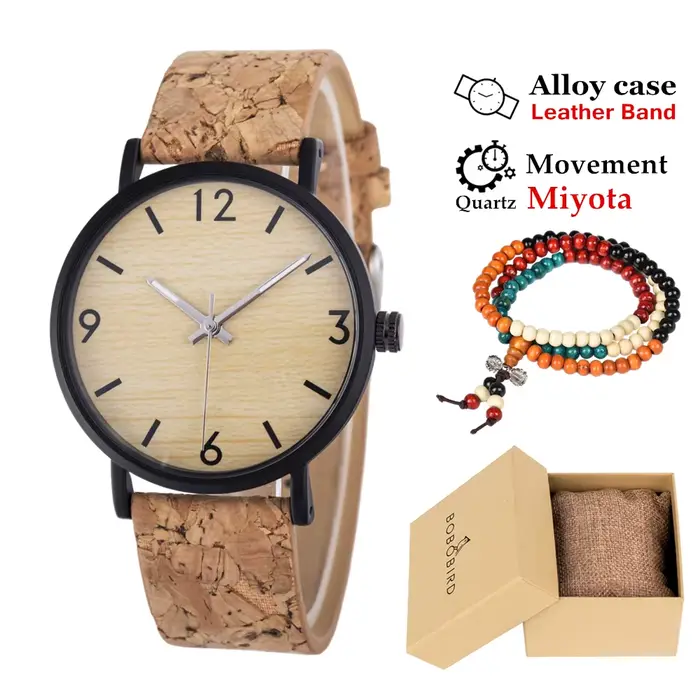 BOBO BIRD Montre-bracelet à quartz japonaise en bambou pour homme, bracelet personnalisé OEM, cadeau