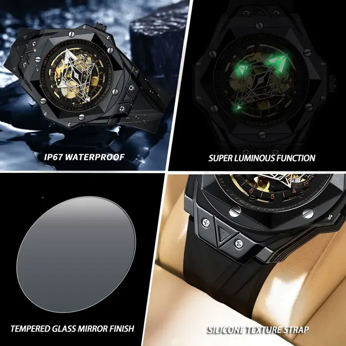 Montre automatique de luxe pour homme BINBOND avec tourbillon précis