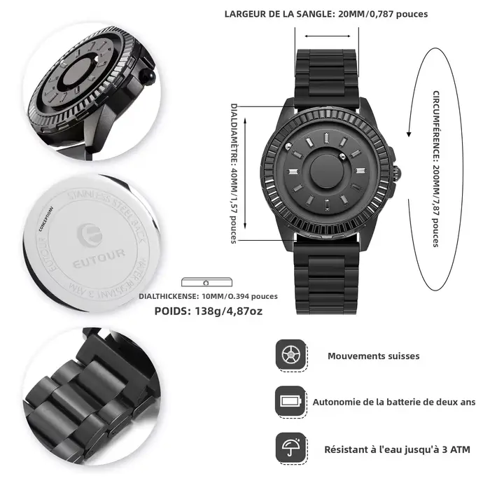 EUTOUR 2025 Nouvelle Arrivée Édition Limitée Automne Montre de Luxe pour Homme Unisexe avec Bijoux Faits Main et Cristaux Moissanite Incrustés